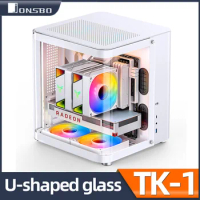 Jonsbo TK-1 M-ATX Gaming Computer Case Curved Double Sided Transparent ATX Power Supply Vertical Air Duct PC Small Chassis