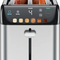 Chefman Smart Touch 4 Slice Digital Toaster, 6 Shade Settings, Stainless Steel Toaster 4 Slice Thick Bread Toaster