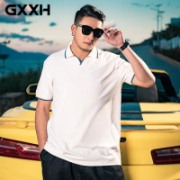 GXXH Large Size Handsome Men's Polo Shirt 2022 Summer Contrast Collar White Plus Oversized XXL-4XL 5