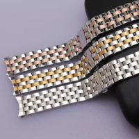 Watchband Stainless Steel Watch Bracelet Straps Curved Ends For Tissot Mido 16mm 18mm 19mm 20mm 21mm 22mm 24mm Silver Gold Rose