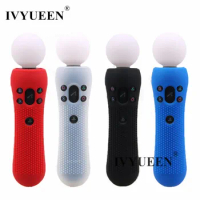 IVYUEEN 1 PCS for PlayStation PS VR Move Motion Controller Anti-slip Silicone Rubber Cover Protective Skin Case Black Blue Red
