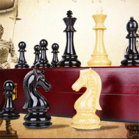 Big Chess Set Luxury Chess Board Game Folding Wooden Chessboard Imitation Wood Grain ABS Plastic Steel Exquisite Chess Pieces