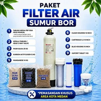 PAKET FILTER AIR SUMUR 1 Tabung FRP 1054 + Media / Filter Air Rumah Tangga / Set Lengkap Barang Saja