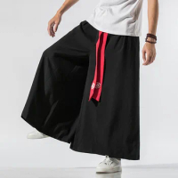 2022 Winter Samurai Japanese Kimono Traditional Pants Men Asian Streetwear Clothing Fashion Leisure Linen Fashion Wide Leg Pants