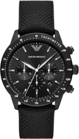 EMPORIO ARMANI亞曼尼黑騎士計時手錶 黑色織布錶帶AR11453 /43MM