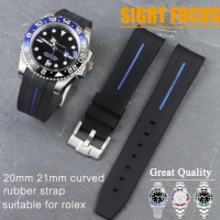 Curved 20mm 21mm(DEEPSEA) 22m Watch Strap for Rolex Strap Submariner Daytona Yacht Master 2 GMT Master II Watchband for Longines
