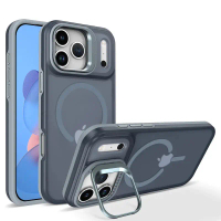 Luxury Matte Clear With Holder Shockproof Magnetic Magsafe Phone Case for IPhone 17 16 15 14 Plus 13