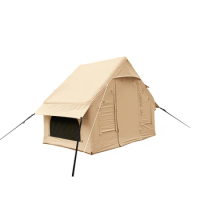 Unistrengh canvas luxury camping tents 2 person inflatable canvas camping tent air tent with awning