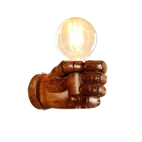 American Vintage Wood Hand Model Wall Lamps Loft Foyer Resin Wall Lights for Restaurant Study Dining Room Bar Coffee Shop Lights
