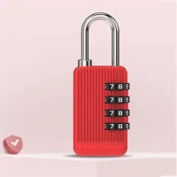 Solid Color Wave Pattern 4 Digit Password Lock Luggage Combination Metal Padlock Travel Backpack Zipper Anti-theft Safety Lock