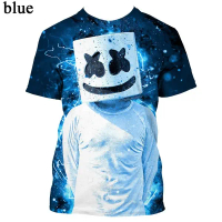 Baju Grafik, Rekaan Marshmello DJ Marshmallow, Cetakan Digital 3D, Baju Kasual Lelaki dan Wanita, At