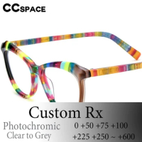 P56926 Trend Rainbow Stripe Acetate Photochromic Reading Glasses Cat Eye Computer Eyeglass Custom Prescription to Any Diopter