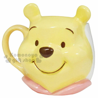 小禮堂 迪士尼 小熊維尼 造型陶瓷馬克杯《黃.大臉》320ml.精緻盒裝.咖啡杯