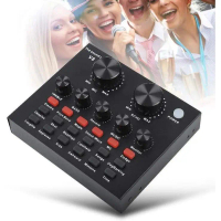 V8-Live Sound Card, USB External V8 Karaoke Recording Mobile Audio Mixer, Audio Live Broadcast KTV S