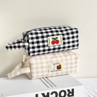 Pencil Cases For Girls Pencil Pouch Korean Stationery Checkerboard Pen Case Back To School Supplies Korean Organizer Stationery