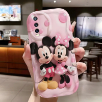 Cute pink phone case, featuring Disney Mickey and Minnie designs, made of TPU material for protectio