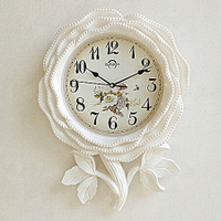 時尚創意客廳掛鐘玫瑰藝術鐘表裝飾壁鐘石英墻鐘臥室掛表石英鐘表
