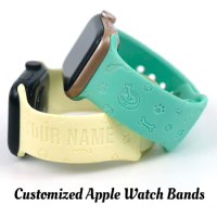 Apple Watch Bands Dog Paw Engraved Silicone Band Laser Carved Soft Silicone Sport Wristband Cute Strap for iWatch Series SE 1-9