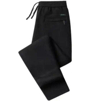 Winter Sweatpants Cozy Men's Winter Pants Drawstring Elastic Waist Plush Pockets Wide Leg Straight Fit Ideal for Sports
