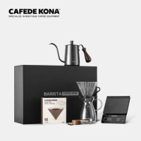 Hand Washed Coffee Gift Box Drip Filter Household Coffee 6 Piece Set Thin-necked Pot+ Glass Pot + Leaking Cup + Electronic Scale
