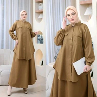 Set Atasan Rok   Saku Depan Lengan Kancing Exclusive XL Khaki/Pemda
