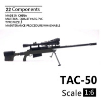 1/6 TAC-50 Sniper Rifle Gun Model Black Coated Plastic Military Model Accessories For 12" Action Figure Display And Collection