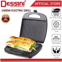 DESSINI ITALY Pembuat Pizza Panini Wafel Sandwich Elektrik Dua Sisi Toaster BBQ Grill Pan Panggang N