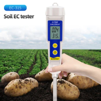 EC-315 2 in 1 Soil EC Tester Multi-Purpose Waterproof Plant Soil Meter EC ppm CF Meter Conductivity Tester for Lab Aquarium