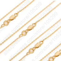 Bulk 10PCS 30 Inch Solid Yellow Gold Filled Jewelry Rolo Link Necklace Chains + Lobster Clasps For Pendant - Tag Marked