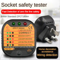 Socket Tester Durable Ensure Electricity Safety Quick And Easy Testing Convenient 3-pin Uk Plug Reliable Power Socket Testing