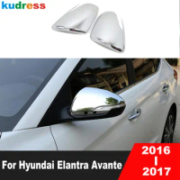 Rearview Mirror Cover Trim For Hyundai Elantra Avante 2016 2017 Chrome Car Side Wing Mirrors Cap Covers Overlay Accessories