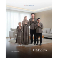 Yasmeera Sarimbit 2026 Himsara Cocoa Brown Gamis Kemeja Lebaran Motif Garis Polos Gailea Crepe Dobby