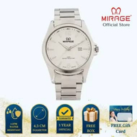 Mirage Jam Tangan Pria Analog 8710 M Silver Original Stainless Plat Putih