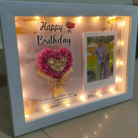 Bingkai 3D Led Bunga Edelweis Custom Uk.20cmx30cm