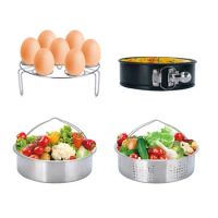 Accessories for Instant Pot Set Vegetable Steamer Basket Egg Steamer Rack Non-stick Springform Pan Bowl Dish Clip Kitchen Tool