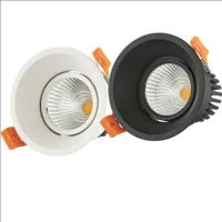 12PCS Dimmable LED Downlight 7W 10W 12W AC85-265V COB LED DownLights Dimmable COB Spot Recessed Down Light Bulb Black/white body