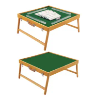 Mini Mahjong Set Foldable Wooden Table for Kids Adults Travel Mahjong Table