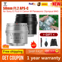 TTArtisan 50mm F1.2 Manual Focus Camera Lens APS-C for SONY E FUJI X Canon M Panasonic Olympus M43 Black and Silver Lens
