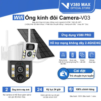Solar giám sát Camera 2 mắt WiFi 360 độ V380 MAX 1080P HD 4G IP Không thấm nước ngoài trời