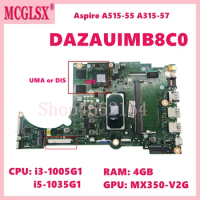 DAZAUIMB8C0 CPU: i3 i5 i7-8th/10th Gen RAM:0GB/4GB/8GB UMA/DIS Mainboard For Acer Aspire A515-55 A315-57G Laptop Motherboard