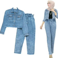 Setelan Baju Wanita Julizar Set MBahan Ori Jeans Wash - Jaket Dan Celana Jeans Setelan Outfit Kekini