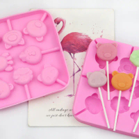 8-box Animal Mold Silicone Lollipop Mold Chocolate Cake Mold Dinosaur Fruit Shaped Mold