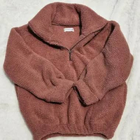 Sweater Half Zip Crop Sherpa Bulu Kopi XL