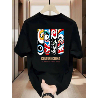 เสื้อยืดคอกลม ผ้าฝ้าย แขนสั้น ทรงหลวม สำหรับผู้ชายและผู้หญิง พร้อมสต็อก พิมพ์ลาย Facebook บุคลิกภาพ 