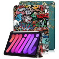 For iPad Mini 6 Case 2021 Tri-Fold Smart Painted Pencil Cases Cover For iPad Mini 6 2021 Case For iPad Mini6 6th Gen 8.3 inch