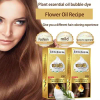 500ml Hair Dye Shampoo Organic Fast Hair Coloring Shampoo Black Cover Natural Bubble Dye Shampoo White Hair Gray Hair Brown U1J2