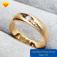 Cincin Emas Permata Zirconia Emas Kadar Emas 750