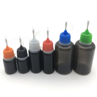 5pcs Needle Bottles Black 5ml 10ml 30ml PE Plastic Dropper Juice Eye Liquid Container Solvent Light Oils Eye Saline
