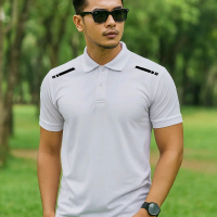 Kaos Polo Pria Baju Olahraga Pria Wanita Dewasa Kerah Shirt Sport Putih polos Sablon DTF Santai Puti