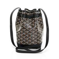 GOYARD Petit Flot 經典老花束繩水桶包(黑/混色條紋)